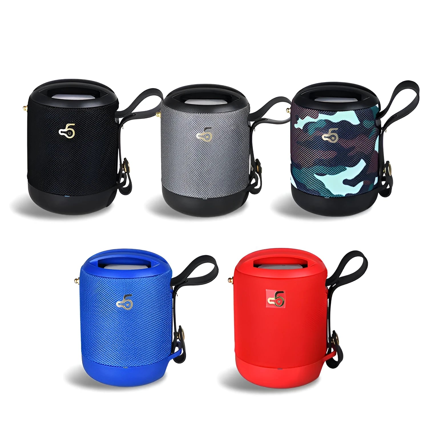 Mini waterproof portable Bluetooth speaker with subwoofer card in five colour options
