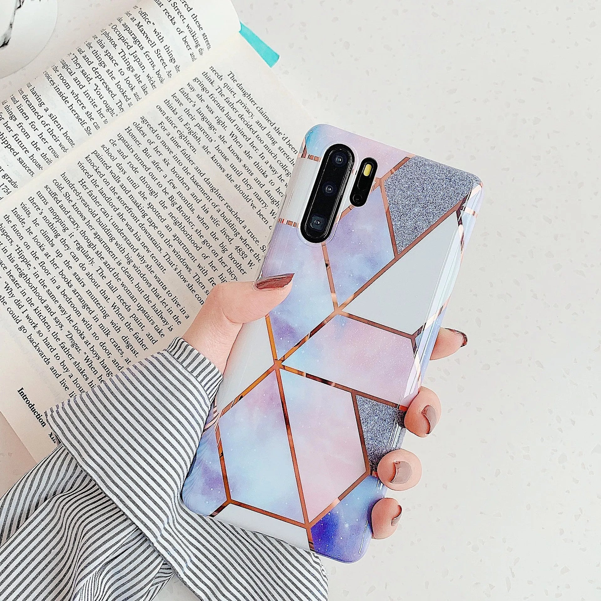 Electroplated marble pattern TPU phone case for Huawei and Samsung smartphones in various colours