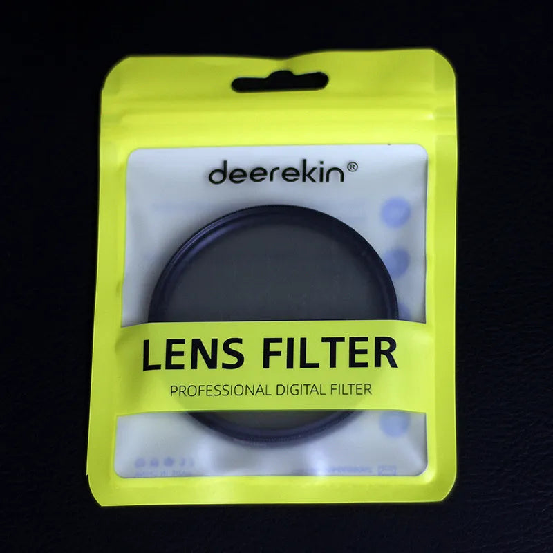 ND8 camera lens filter with silver aviation aluminium frame, showing front and side profile