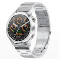 LEMFO LF26 smart fitness bracelet with touch screen, shown in black and silver colour options on a wrist.