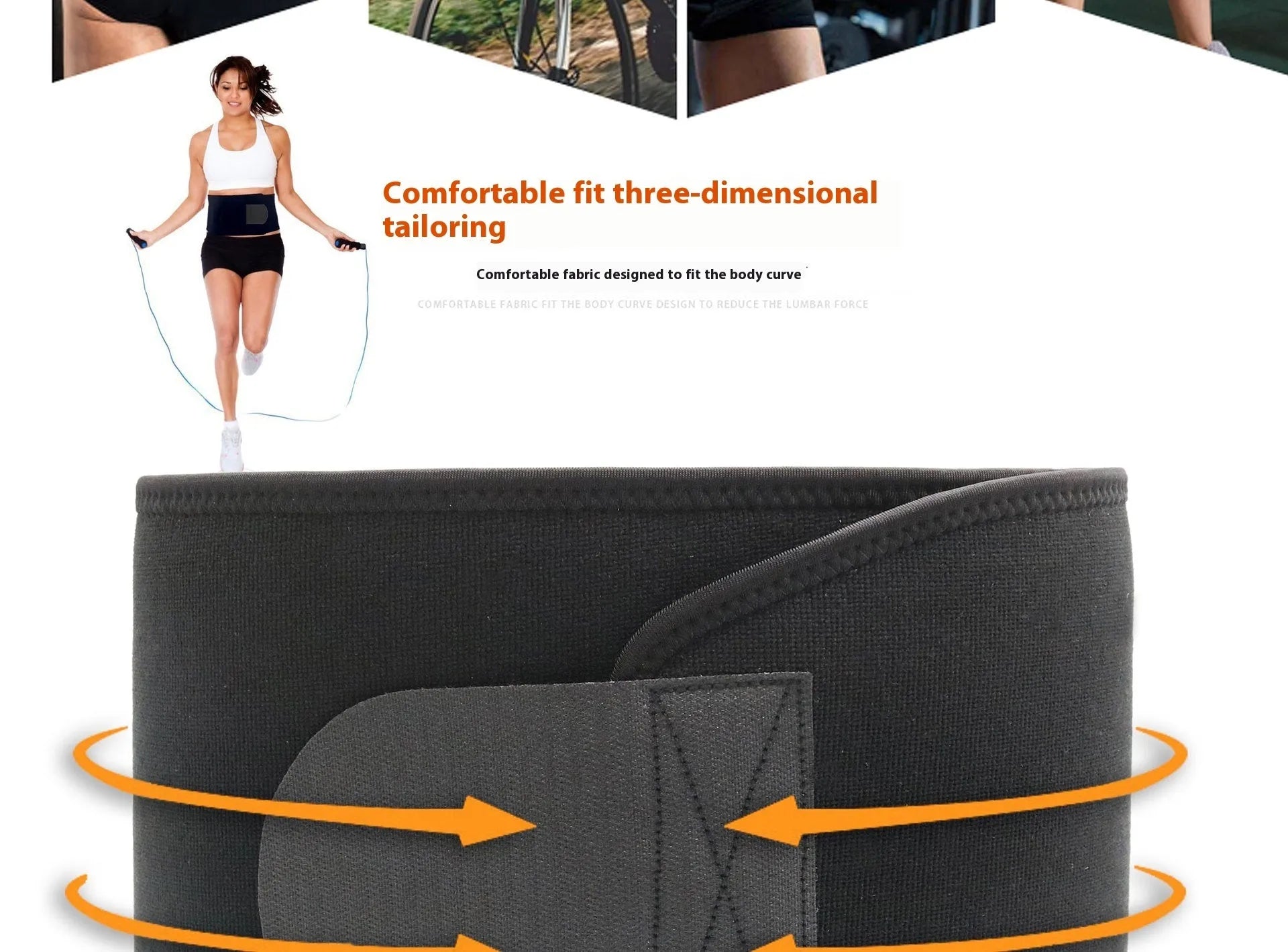 Neoprene hot lumbar support belt for fitness and running in black colour