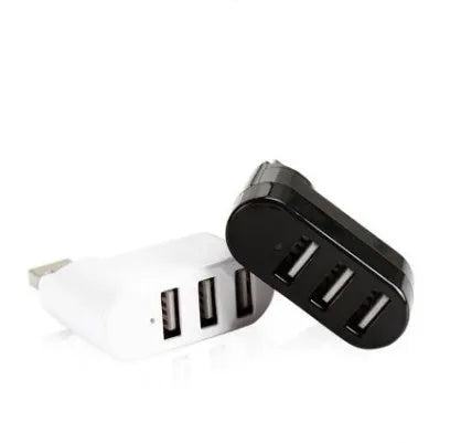 Black and white USB 2.0 hub splitter with multiple ports for computer laptop expansion