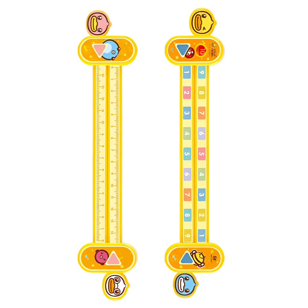 Yellow plastic cartoon digital decomposition ruler for children aged 3+ measuring 24.5cm