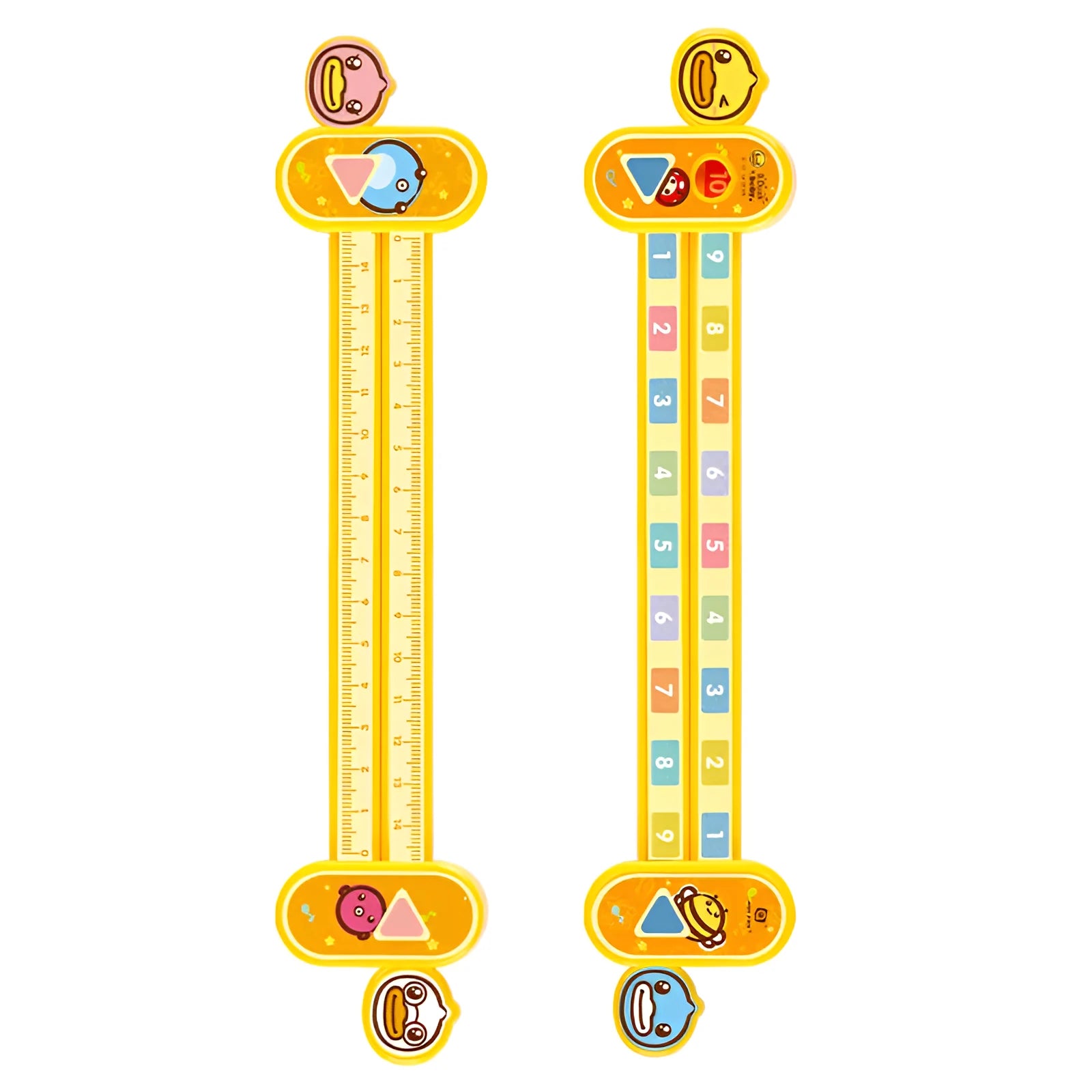 Yellow plastic cartoon digital decomposition ruler for children aged 3+ measuring 24.5cm