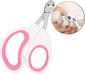 Blue pet nail clippers with circular cutting hole and non-slip handles on a white background.