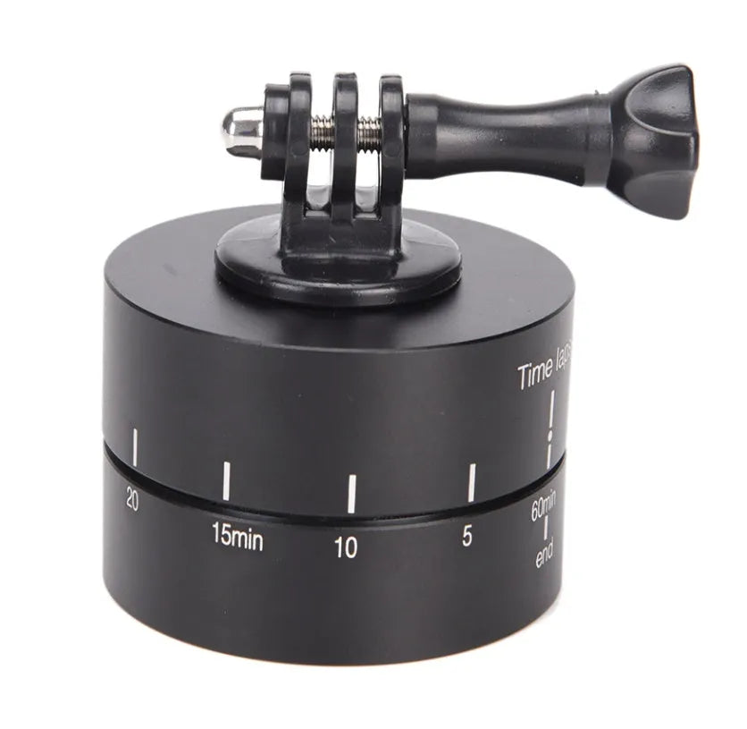 360-degree auto rotate camera tripod head base for timelapse photography with GoPro and DSLR compatibility
