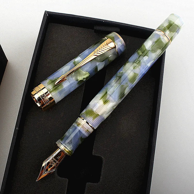 Deep bath green metal ballpoint pen showing three available tip size options