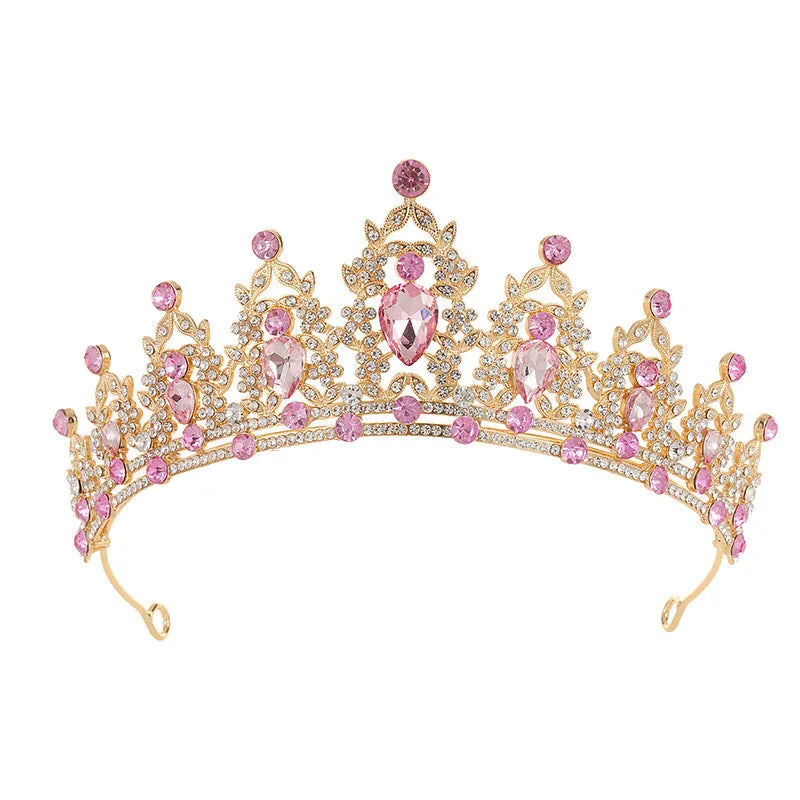 Baroque-style bride headdress crown with rhinestone accents on alloy base
