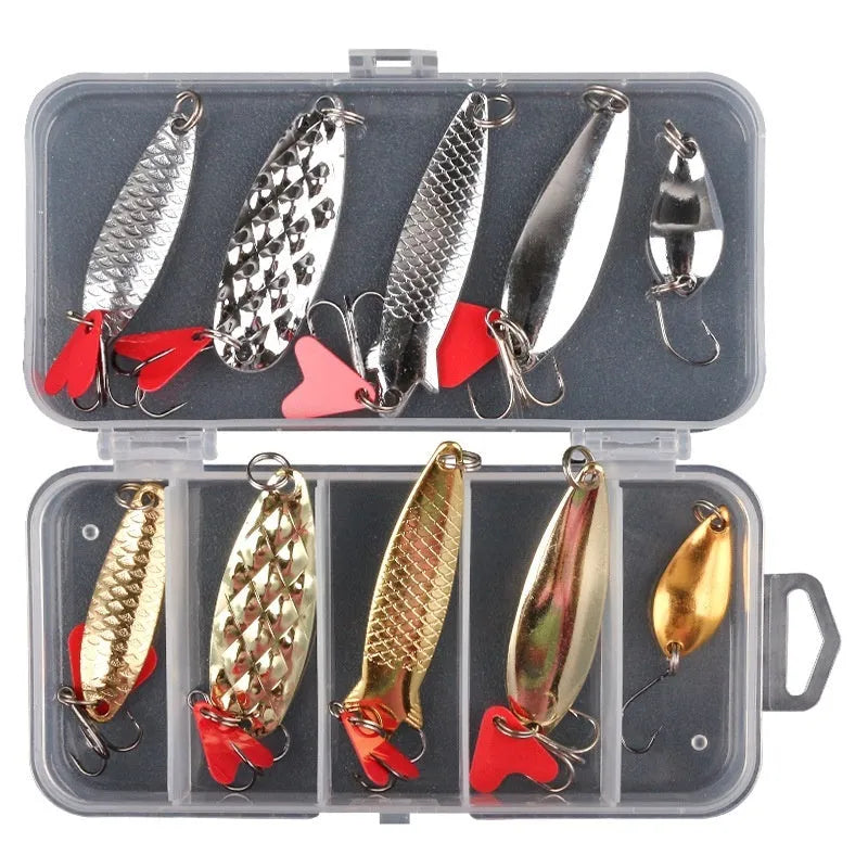 Pineapple sequin fishing lure set with metal components and gold silver colour options