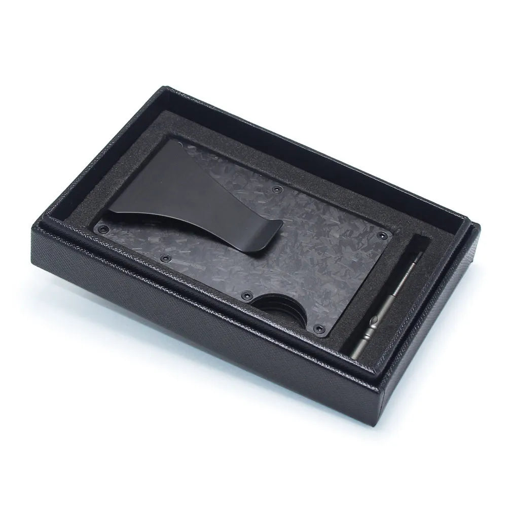 CH6600 carbon fibre and aluminium card holder with geometric design in various colours