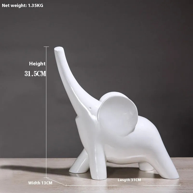 Modern rose gold and white resin elephant ornament figurine for home decor.