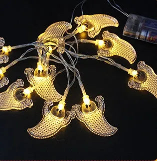 Halloween LED string lights with pumpkin lantern and ghost pendants on 1.2m cord