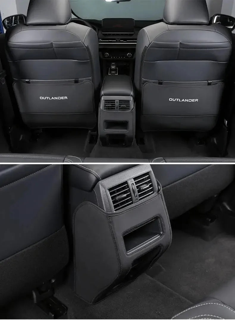 Leather anti-kick pads for Mitsubishi Outlander seats and centre console