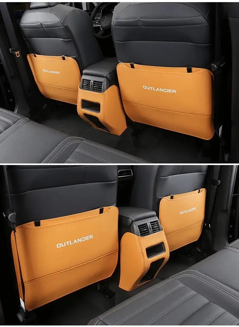 Leather anti-kick pads for Mitsubishi Outlander seats and centre console