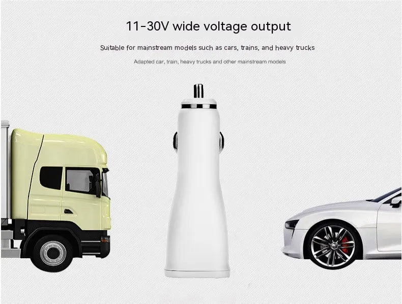 White single-port QC30 fast USB car charger for smartphones with compact design