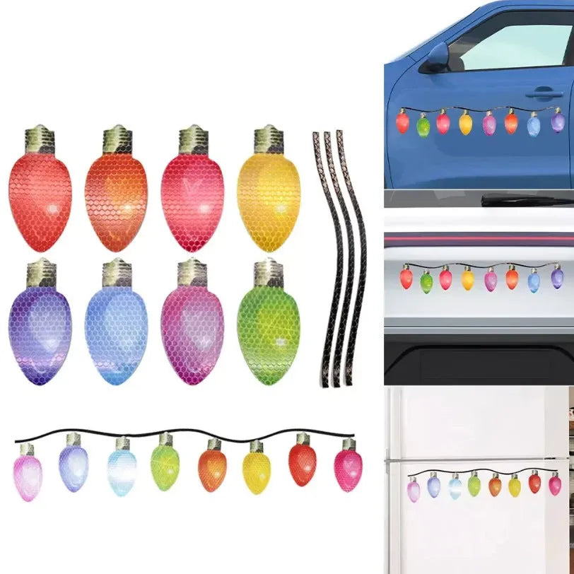 Christmas light bulb reflective magnetic stickers for car and refrigerator decoration