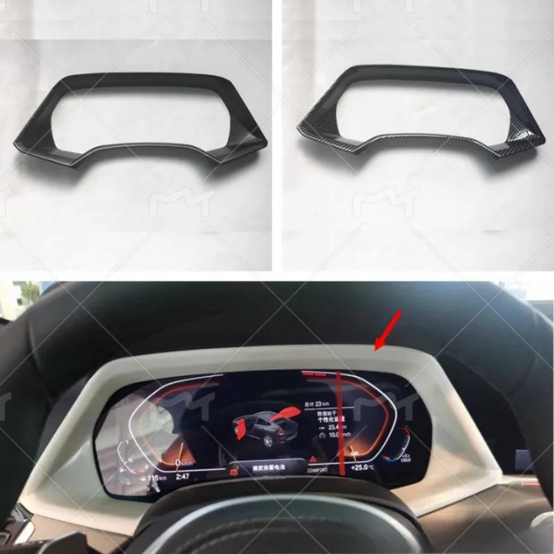 BMW X5L dashboard decorative frame in carbon fibre or peach wood finish