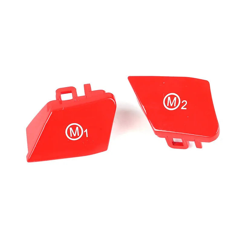 Pair of red and pair of blue M1 M2 replacement buttons for BMW F30 F34 steering wheel.