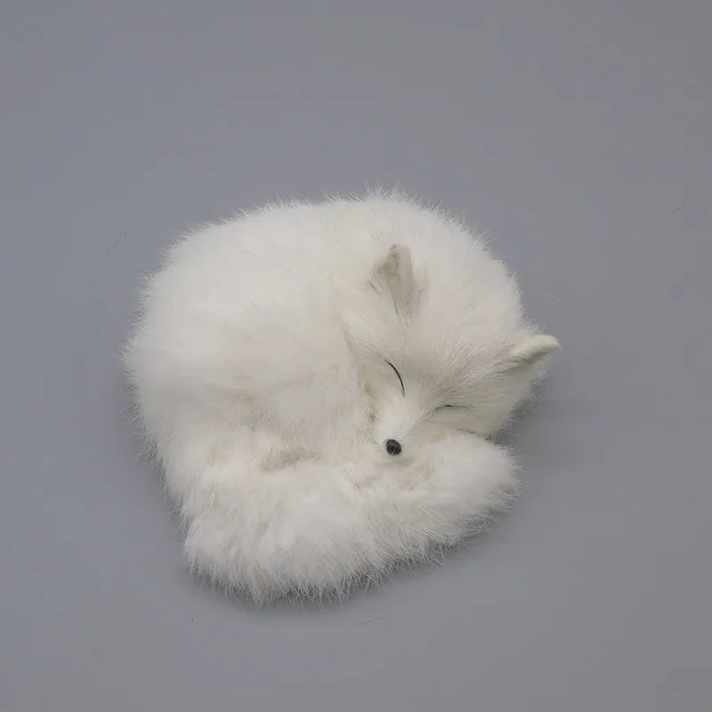 Artificial fox fur car decoration in white colour measuring 15cm long for vehicle dashboard display