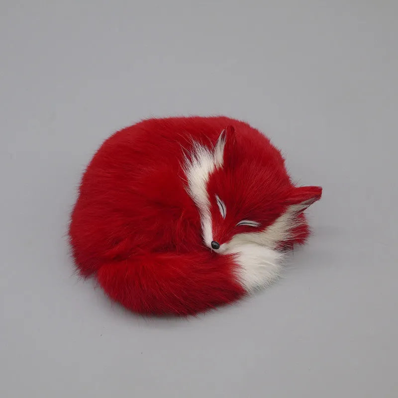 Artificial fox fur car decoration in white colour measuring 15cm long for vehicle dashboard display