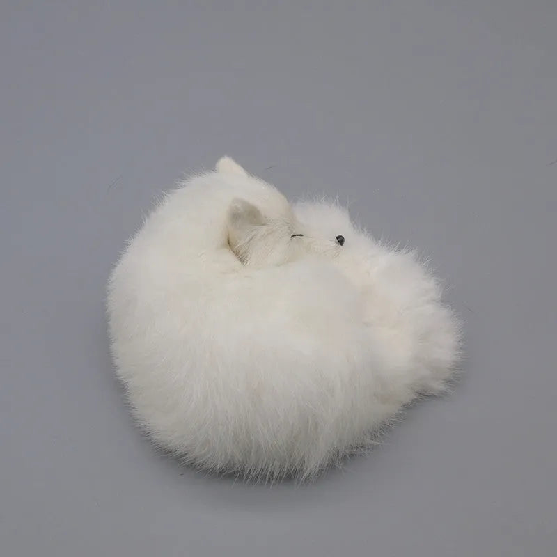Artificial fox fur car decoration in white colour measuring 15cm long for vehicle dashboard display