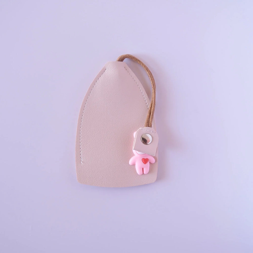 PU leather car key case in various colours showing key fob and credit card storage.