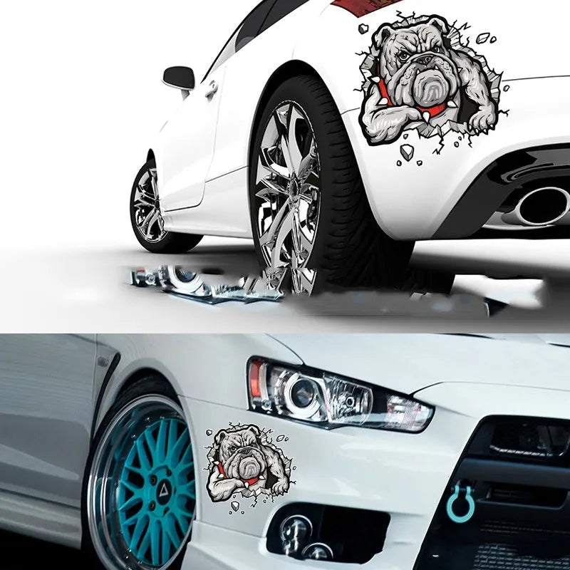 Grey dog pattern motorcycle decorative sticker measuring 17x17cm with customisable dimensions