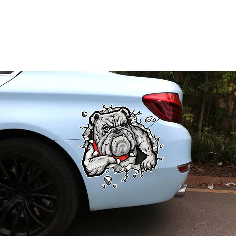 Grey dog pattern motorcycle decorative sticker measuring 17x17cm with customisable dimensions