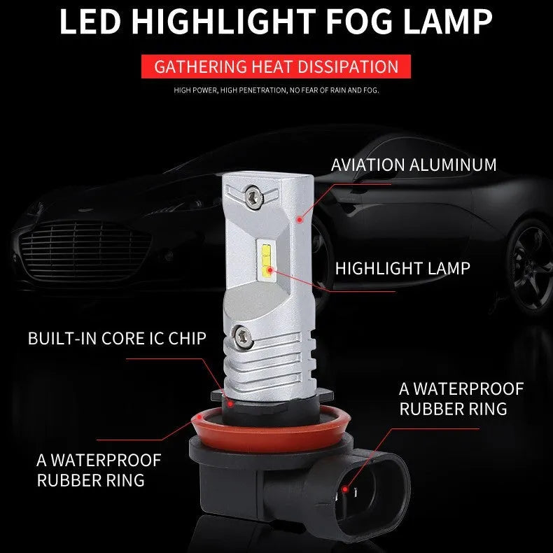 H11 H8 CSP 80W high-power LED automotive front fog lamp with aviation aluminium housing