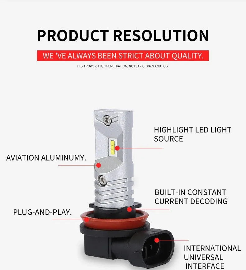 H11 H8 CSP 80W high-power LED automotive front fog lamp with aviation aluminium housing