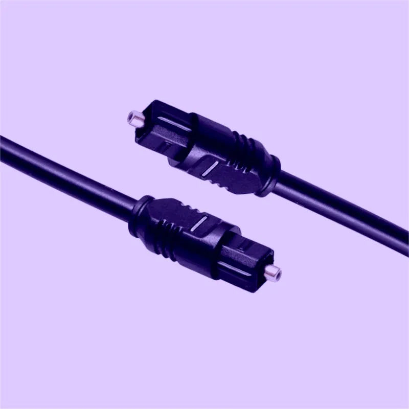 Black Toslink digital optical audio cable with square 4mm connectors, 2 metres long.