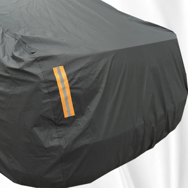 Grey PVC chemical fibre Volkswagen car cover showing rainproof and sun protection features