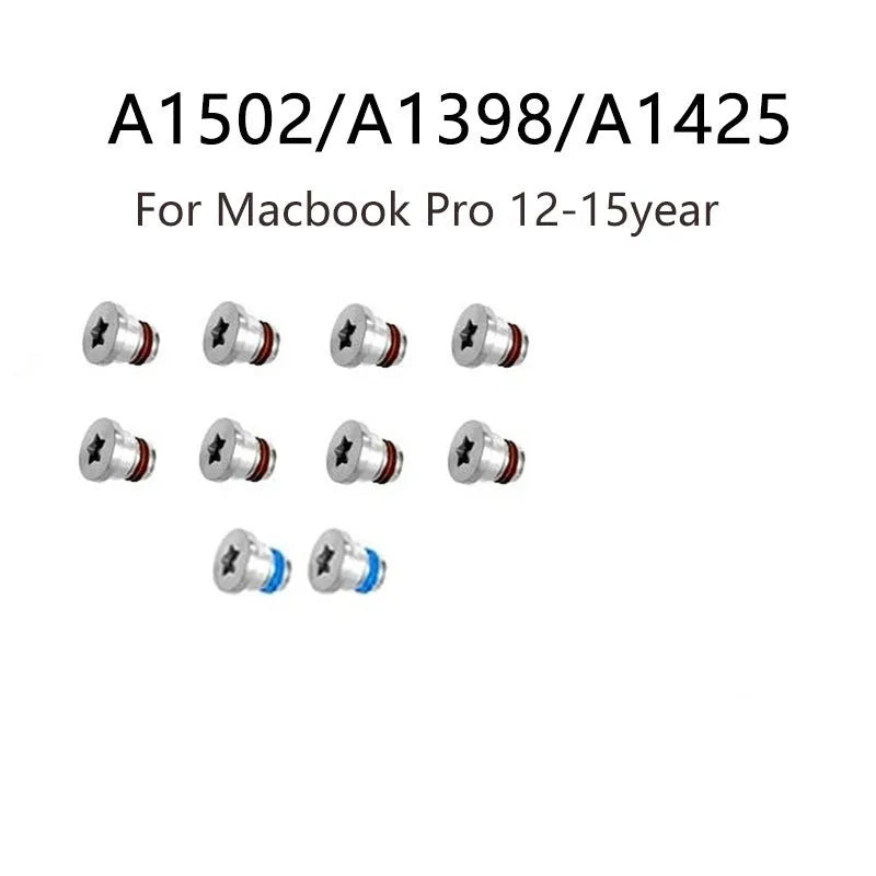 Ten metal replacement screws for MacBook Pro Retina A1502, A1398, A1425 bottom shell and speaker repair.
