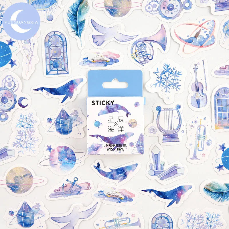 Box of 46 cartoon children's journal decorative stickers with small pattern designs