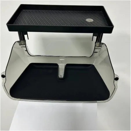 White ABS storage box for Tesla Model 3 and Y centre console, shown with napkin box inside.