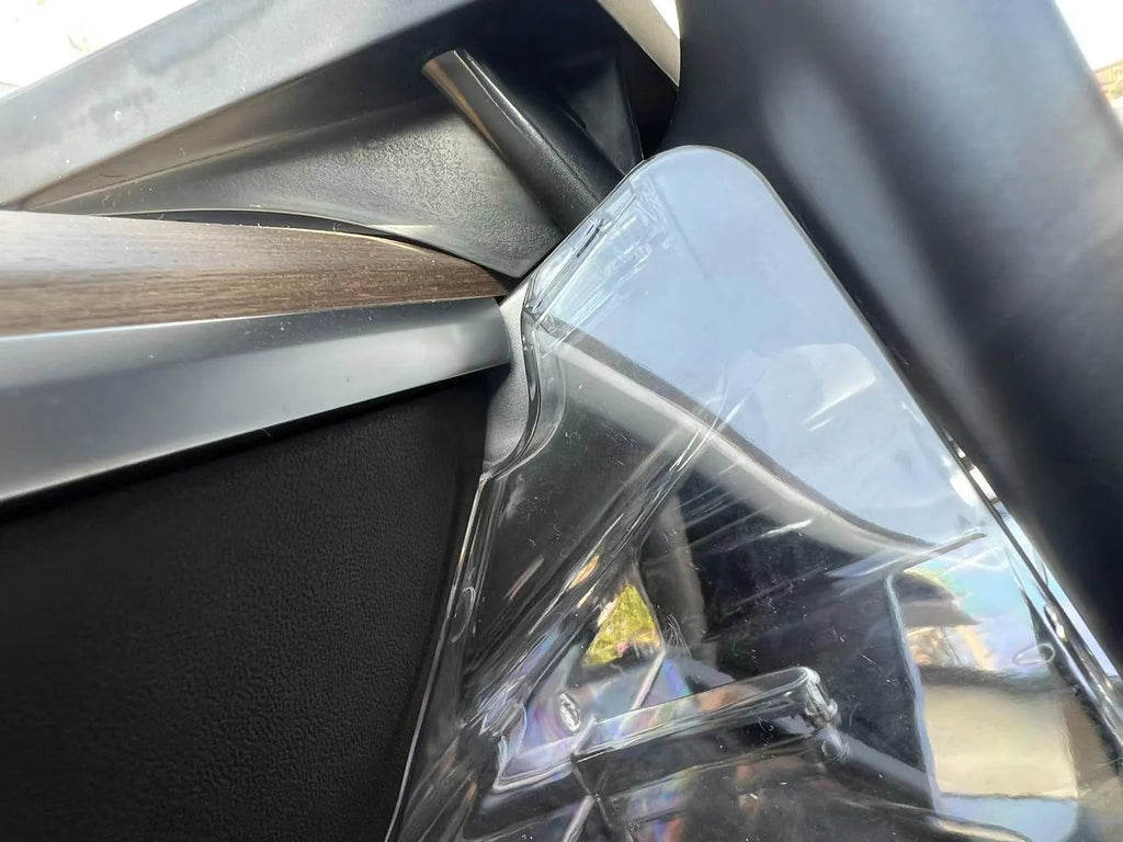 White ABS storage box for Tesla Model 3 and Y centre console, shown with napkin box inside.
