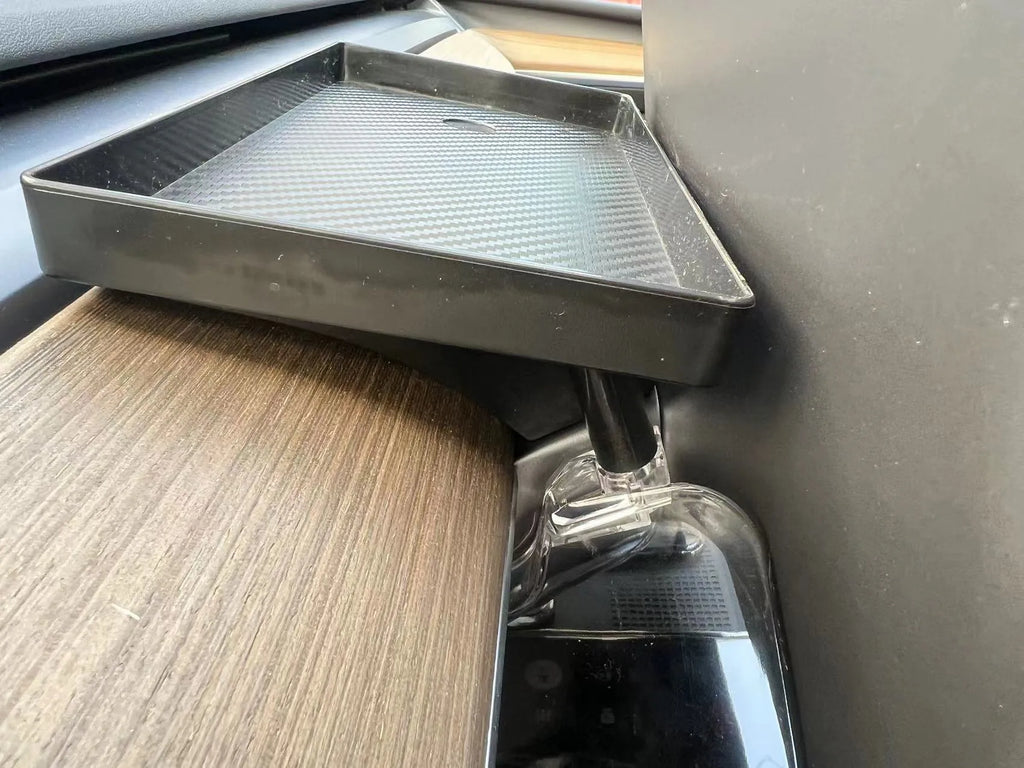 White ABS storage box for Tesla Model 3 and Y centre console, shown with napkin box inside.