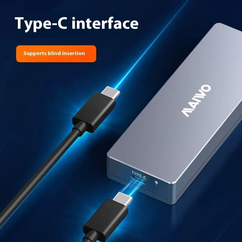 Aluminium M.2 SATA SSD enclosure kit with USB Type-C cable, screwdriver, screws, and thermal pad.