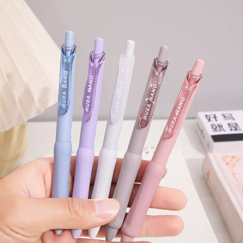 Macaron colour press gel pen with 0.5mm tip in smoked white, brown and powder options