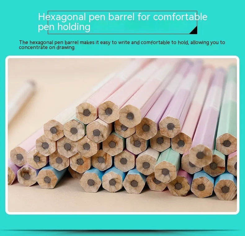 Barrel of 50 natural basswood hexagonal pencils with HB graphite leads