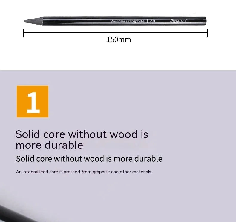 Set of 6 graphite and 3 carbonized drawing pencils on suction card packaging with wooden shell
