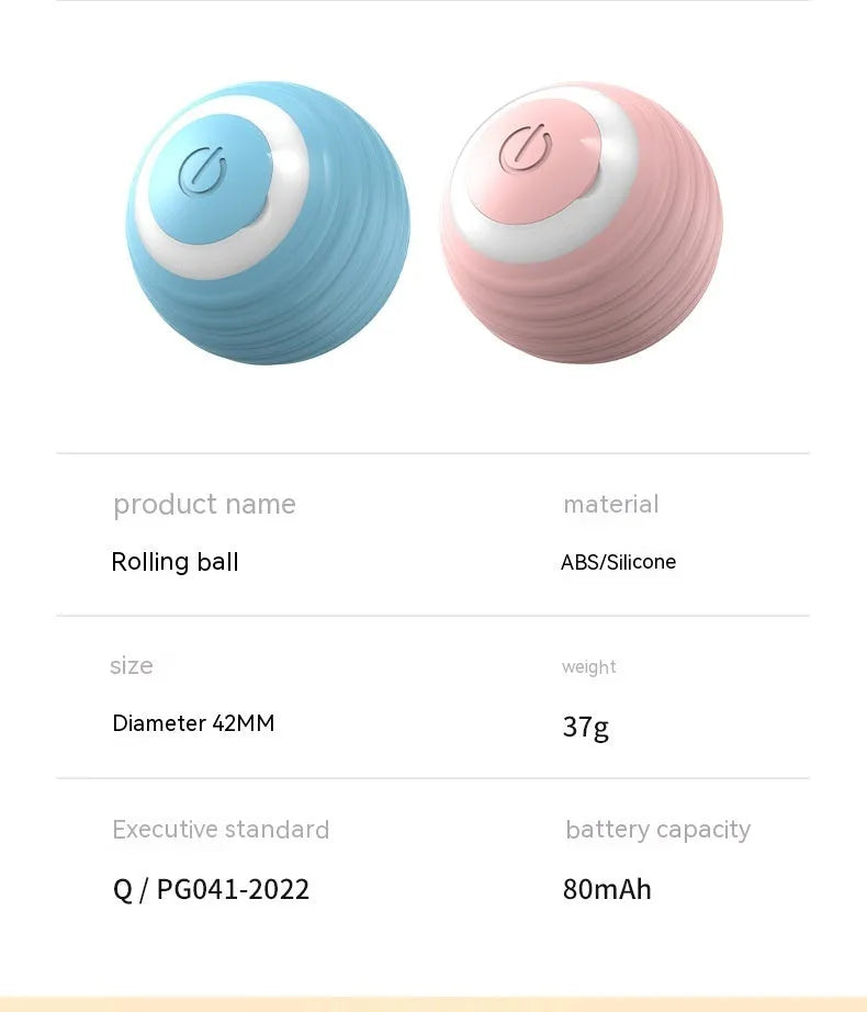 Blue automatic moving cat toy ball with silicone texture on floor