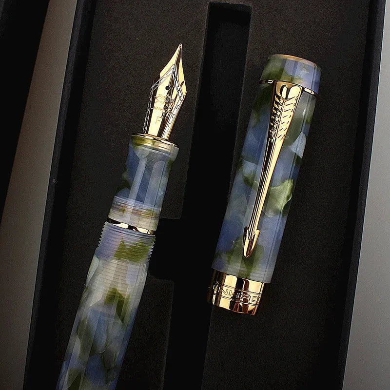 Deep bath green metal ballpoint pen showing three available tip size options