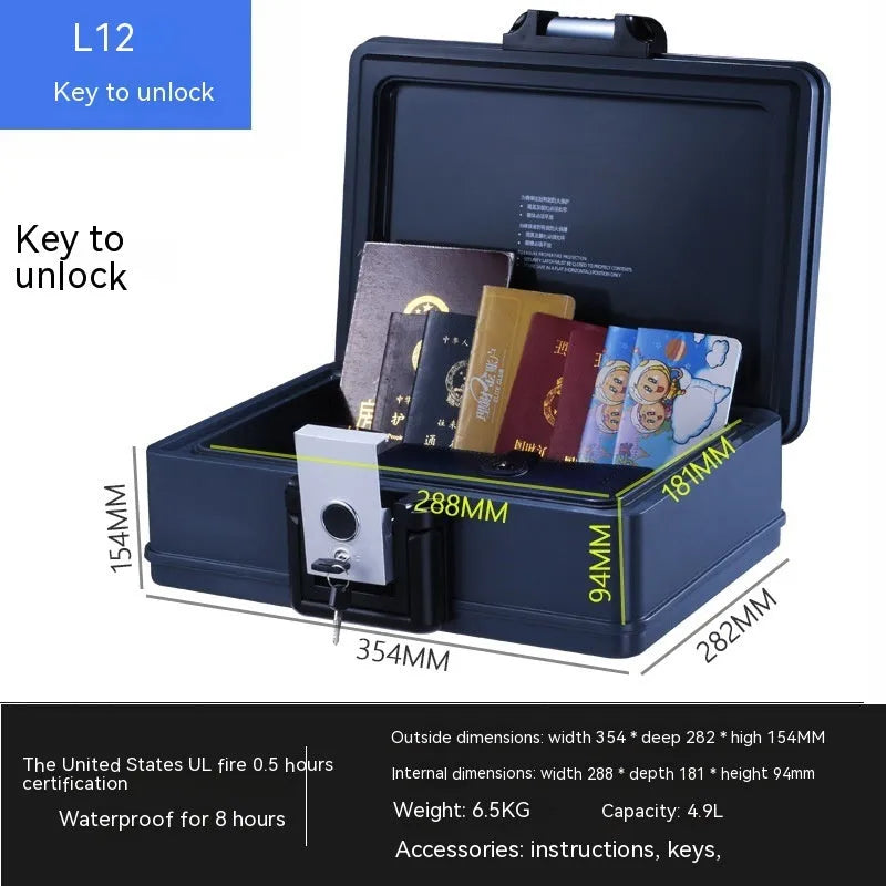 Portable small password safe mechanical lock steel security box L12 model for cash and documents
