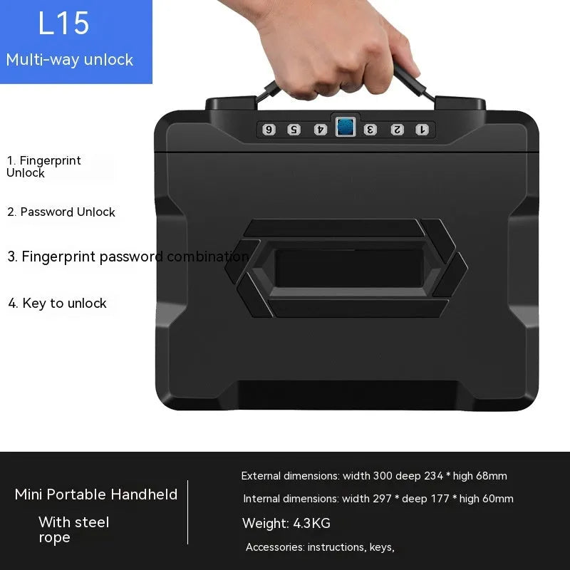 Portable small password safe mechanical lock steel security box L12 model for cash and documents