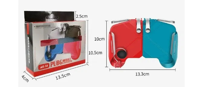AK16 extendable game controller with L1R1 triggers attached to mobile phone for PUBG gaming