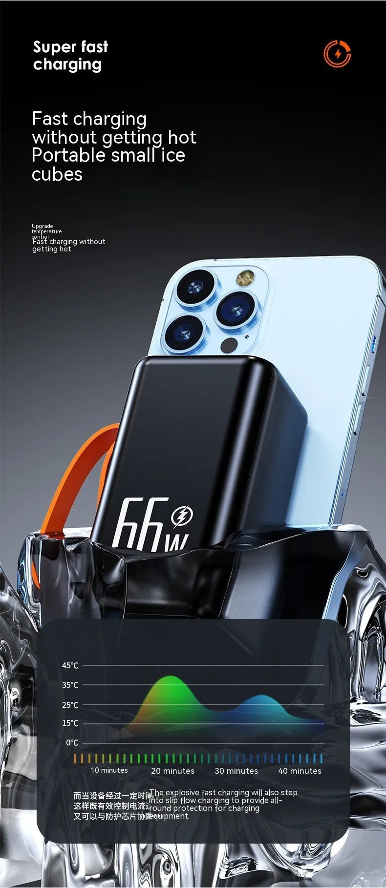 Black and white 20000mAh fast charge power bank with creative design
