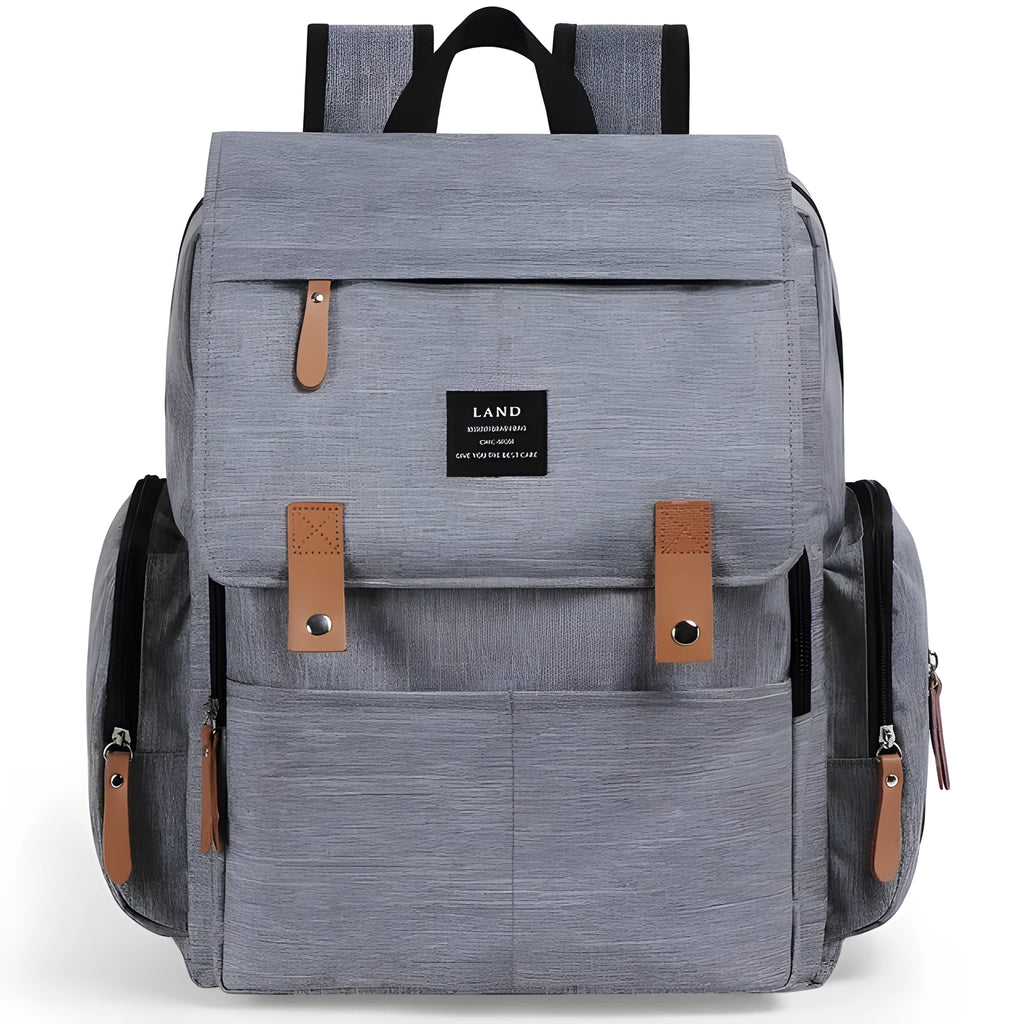 LAND Mommy large Oxford cloth diaper backpack with changing mat in grey colour