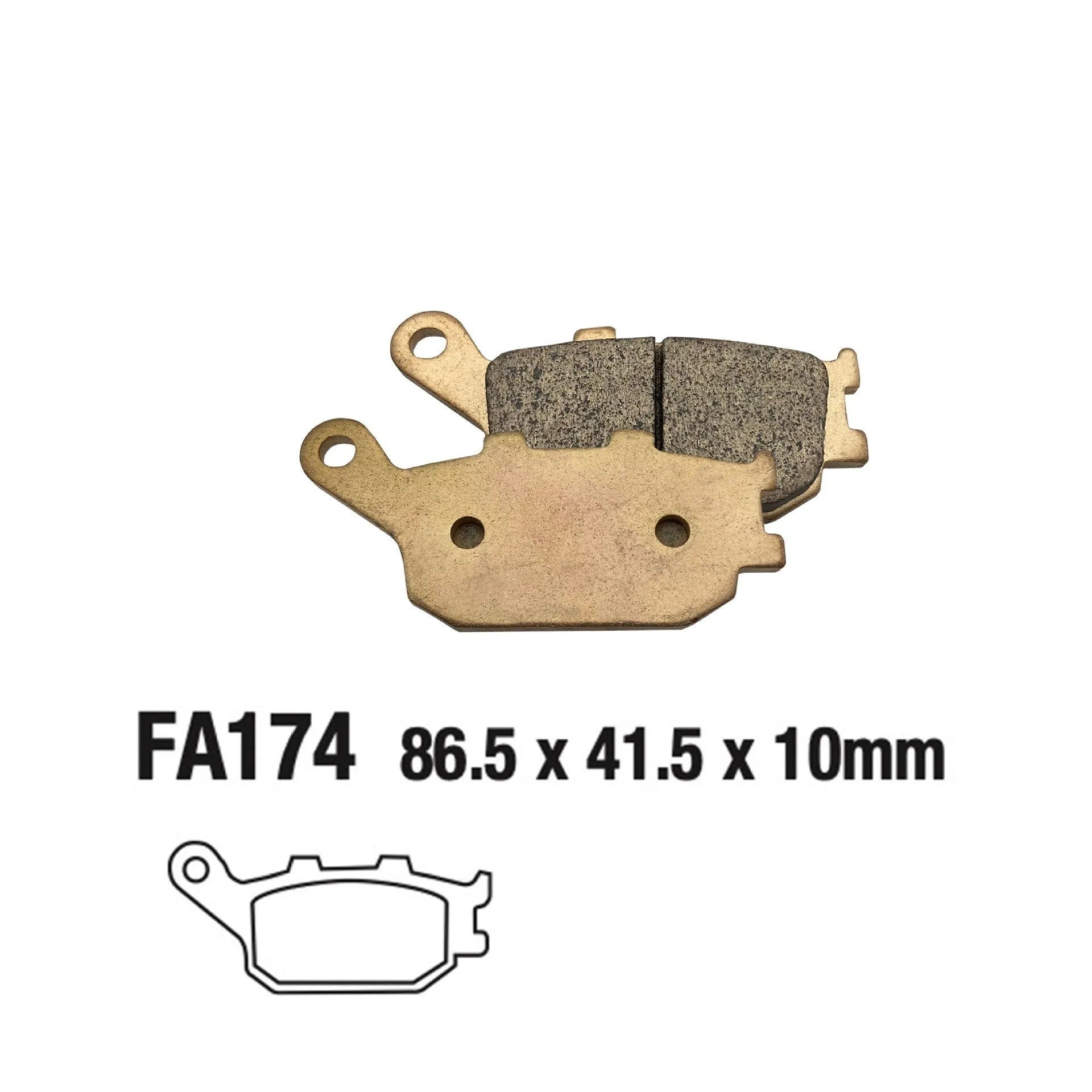Motorcycle brake pad for Honda CBR954RR rear brake system, asbestos-free sintered construction