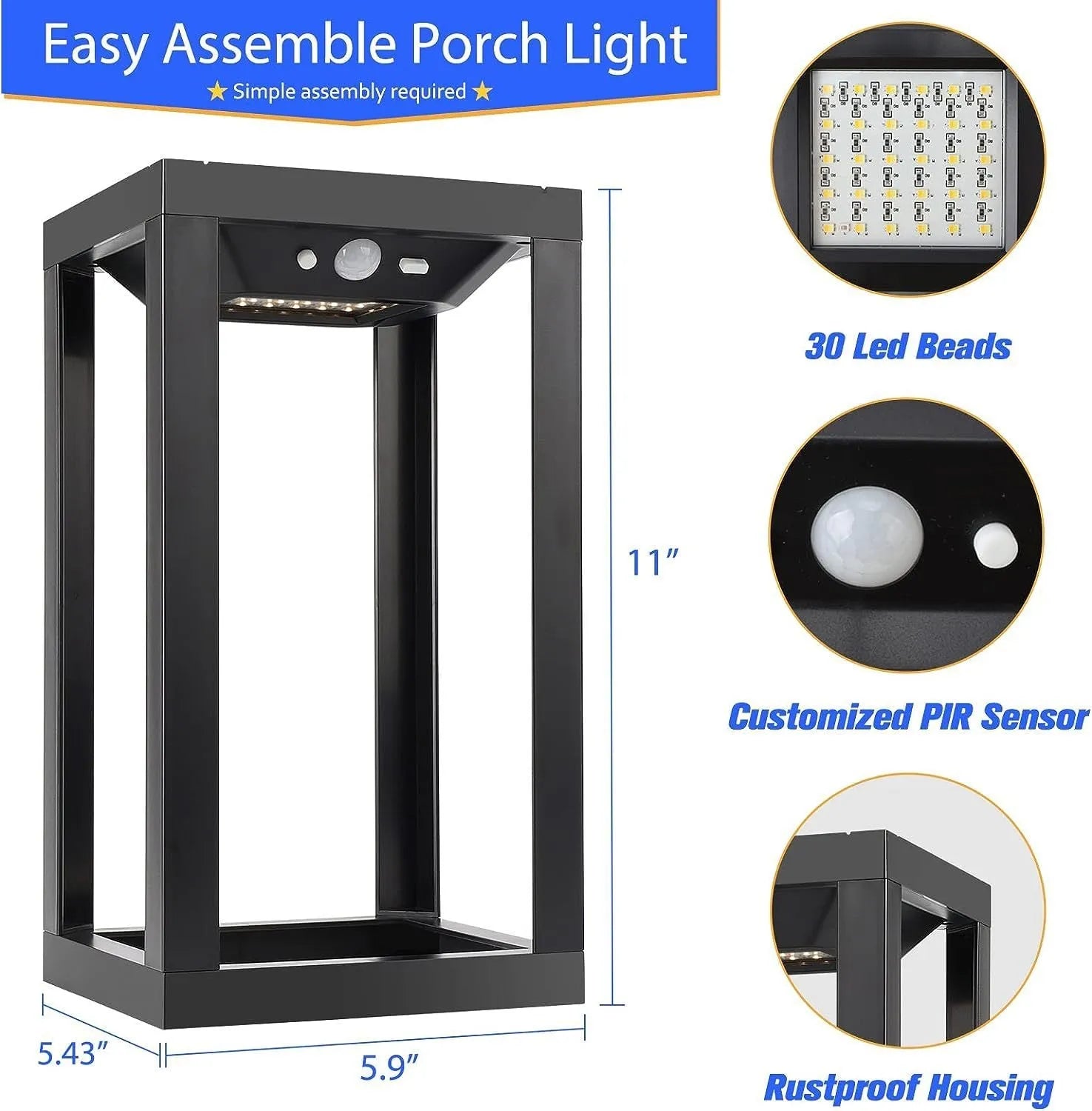 Modern Chinese design outdoor solar wall lamp with waterproof plastic construction